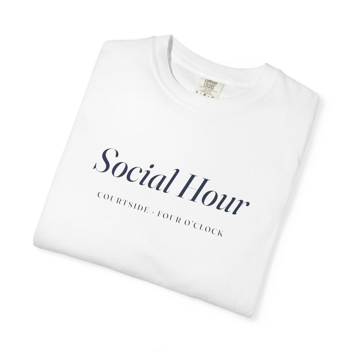 Social Hour Tee in White, folded