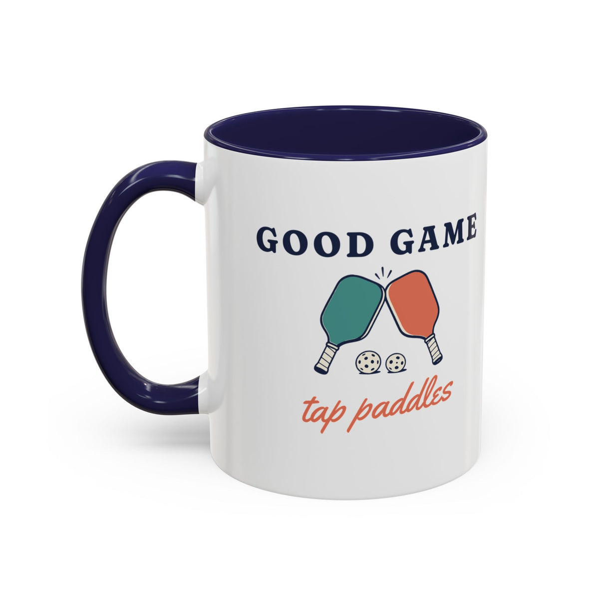 Tap Paddles Mug in Navy, design, handle left