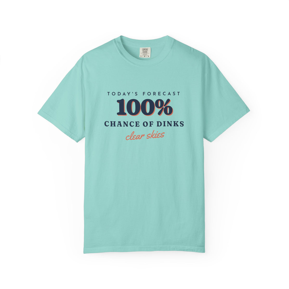 100% Chance of Dinks Tee in Chalky Mint, front view
