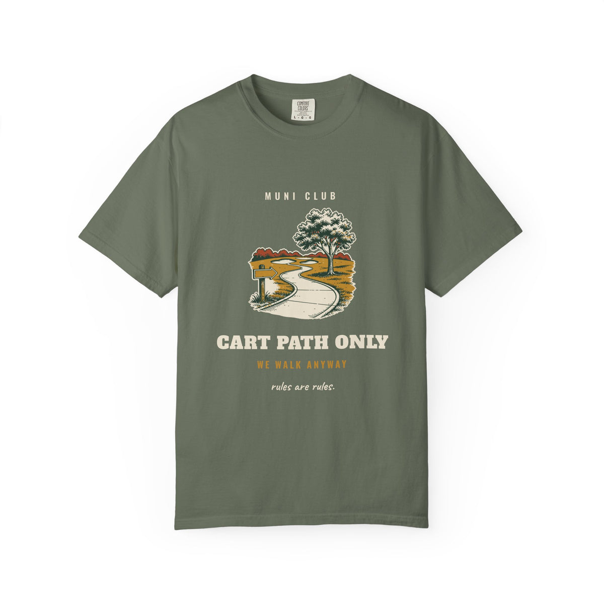 Cart Path Only Tee in Moss, front view