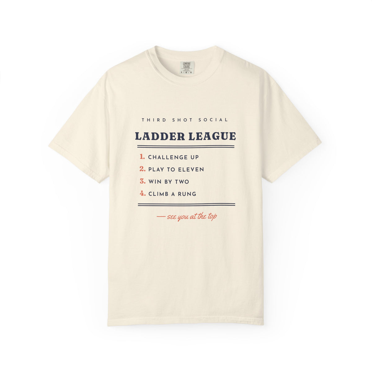 Ladder League Tee in Ivory, front view