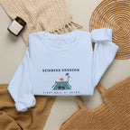 Sunrise Session Crewneck in Light Blue, flat lay