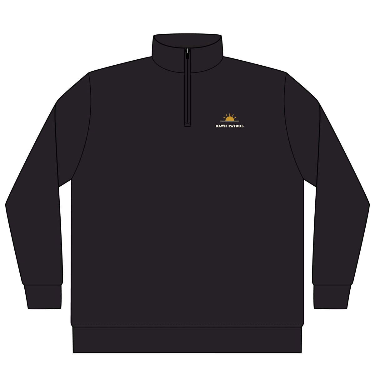 Dawn Patrol Quarter-Zip in Black, front view