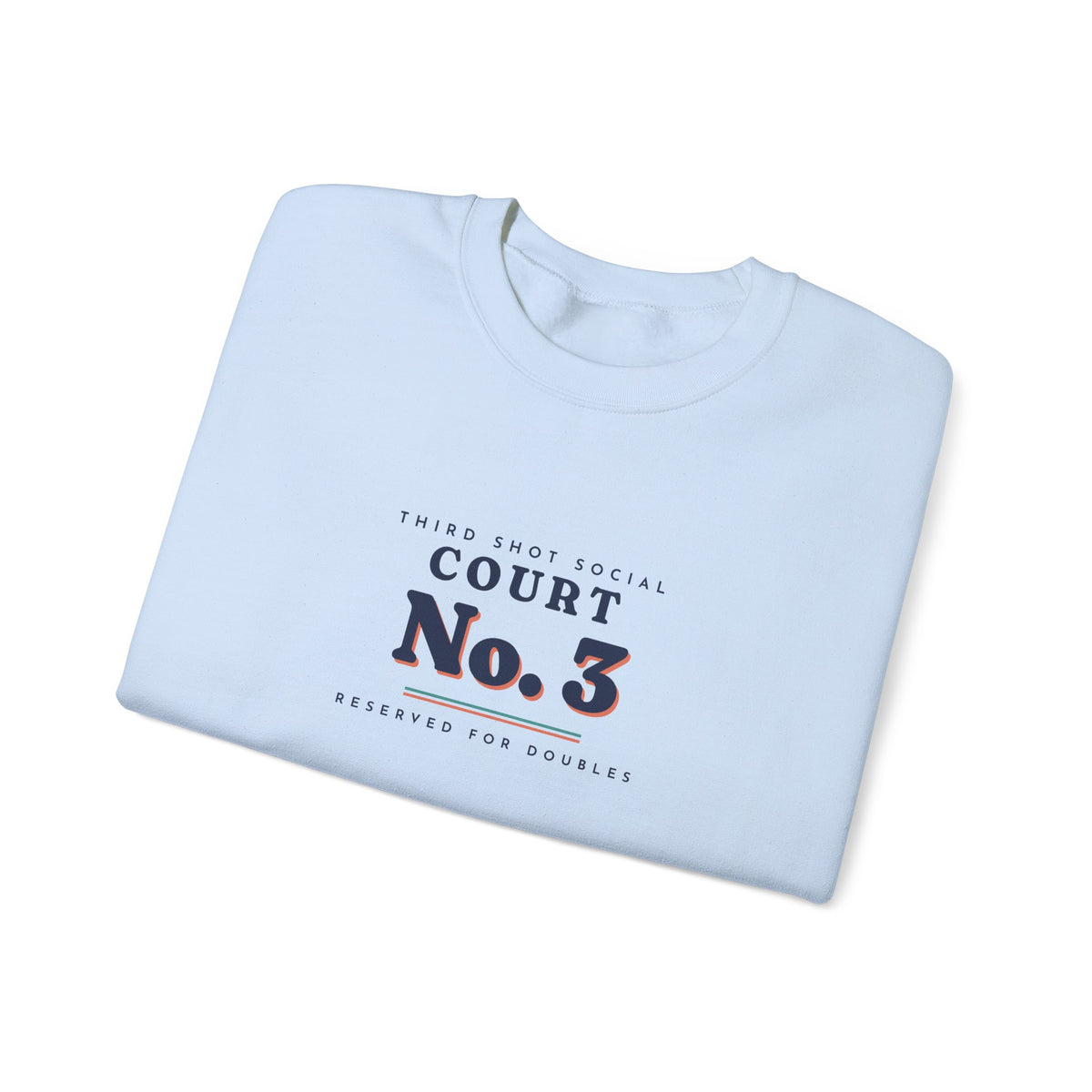 Court No. 3 Crewneck in Light Blue, folded