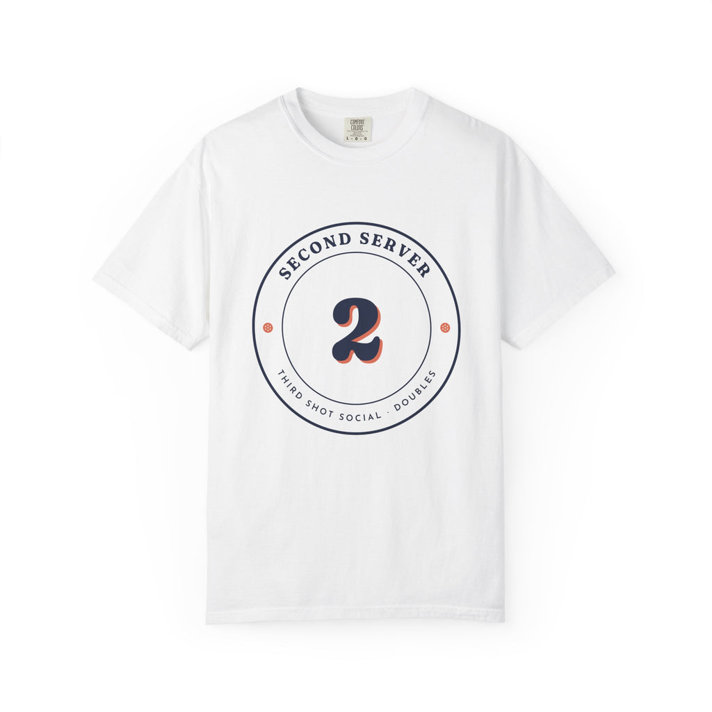 Second Server Tee in White, front view