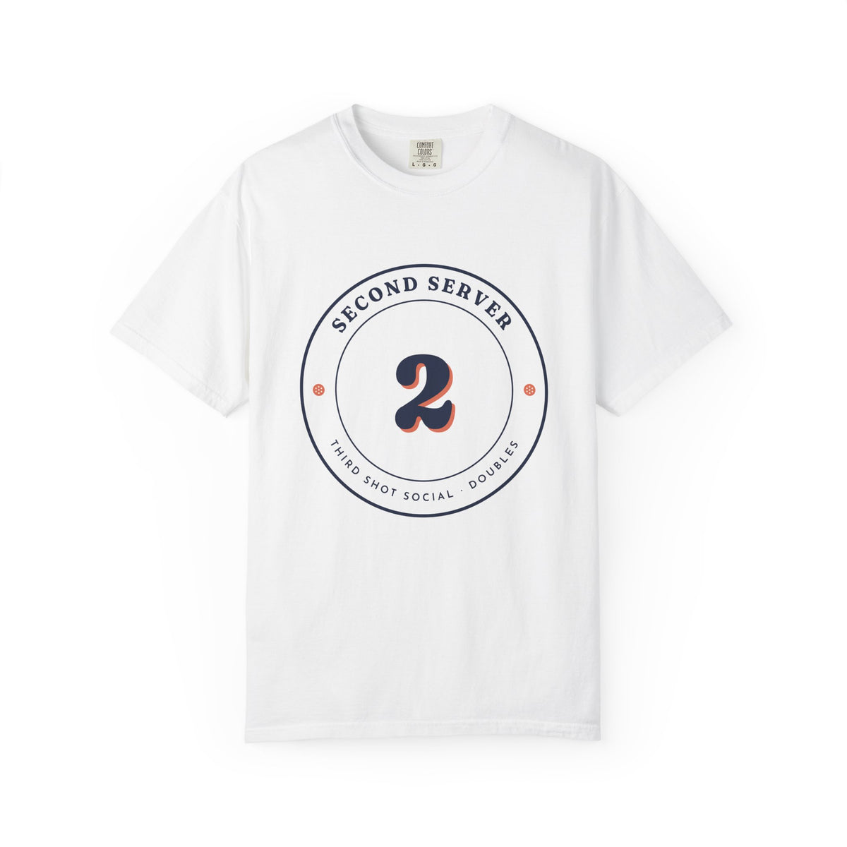 Second Server Tee in White, front view