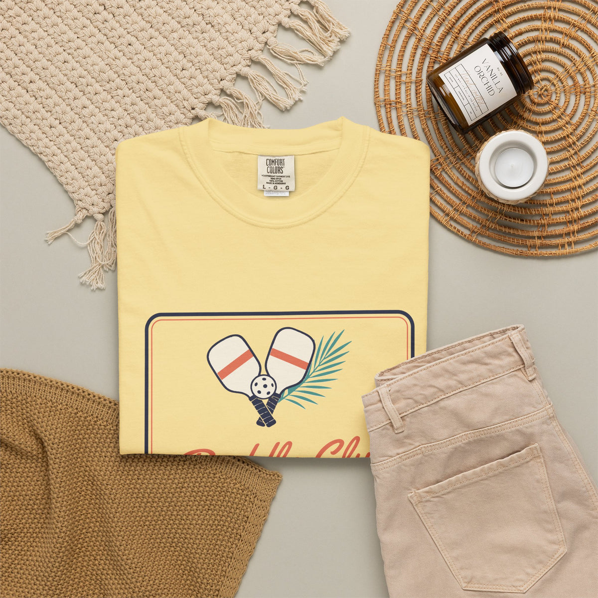 Paddle Club Tee in Butter, flat lay