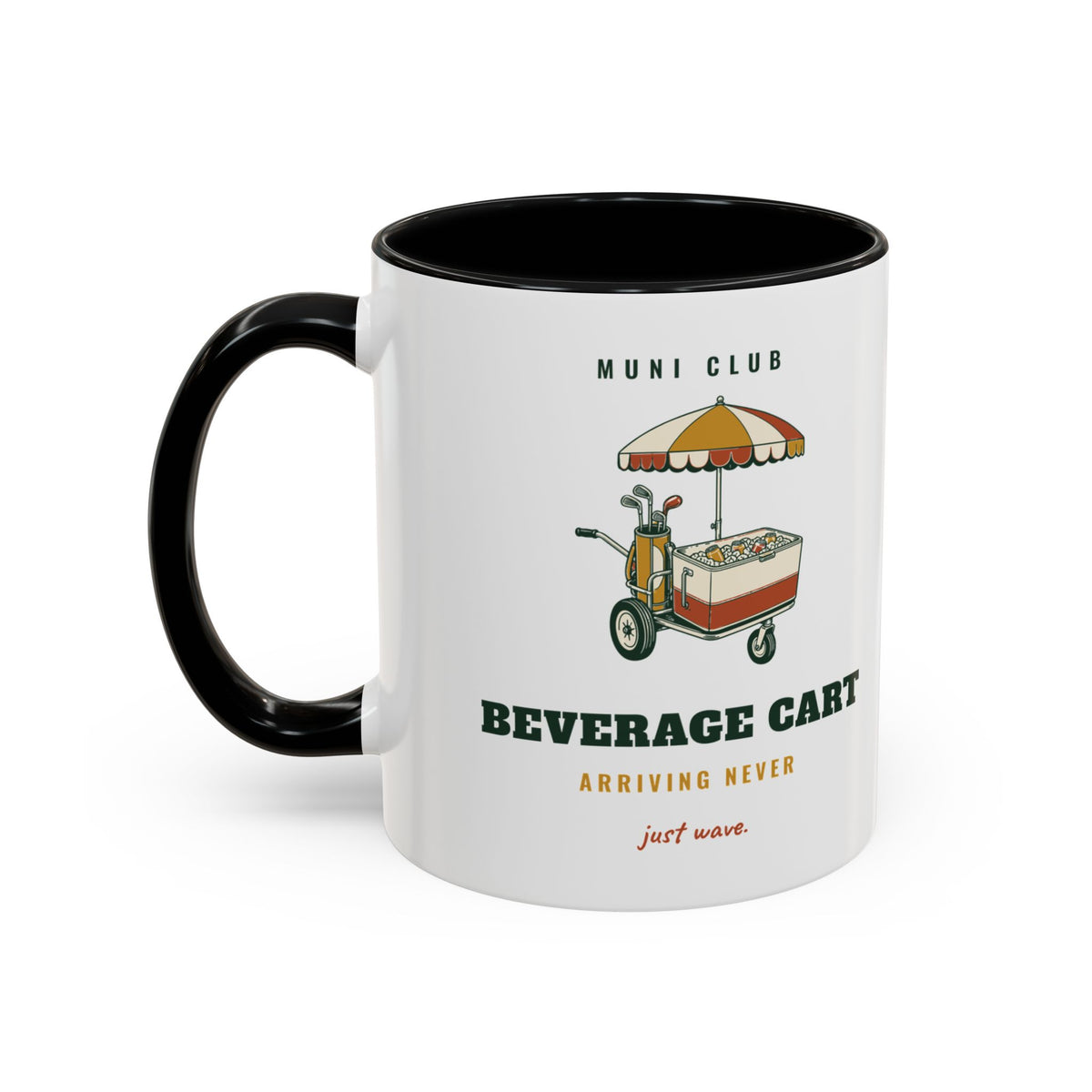 Beverage Cart Mug in Black, design, handle left