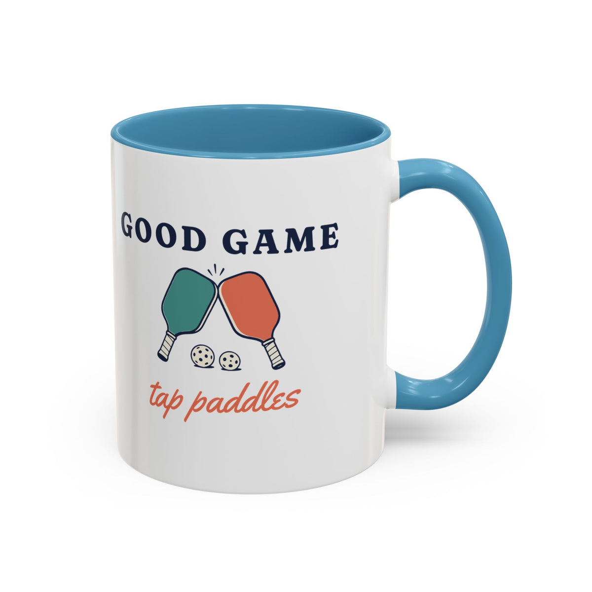Tap Paddles Mug in Light Blue, design, handle right