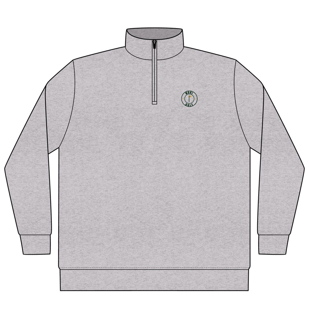 Muni Golf Seal Quarter-Zip in Grey Heather, front view