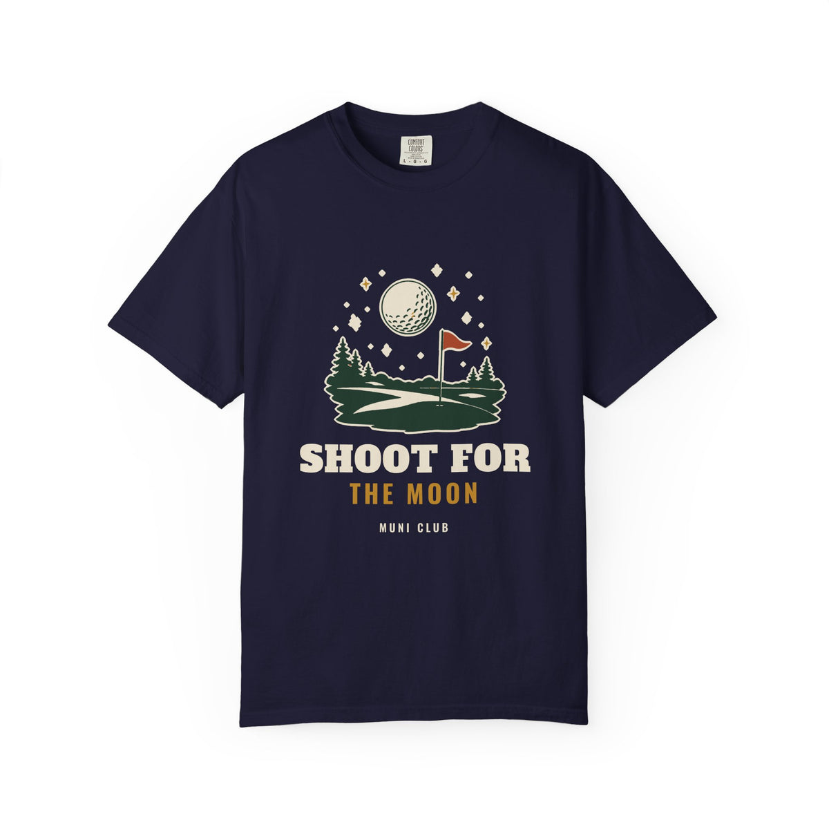 Shoot for the Moon Tee in True Navy, front view
