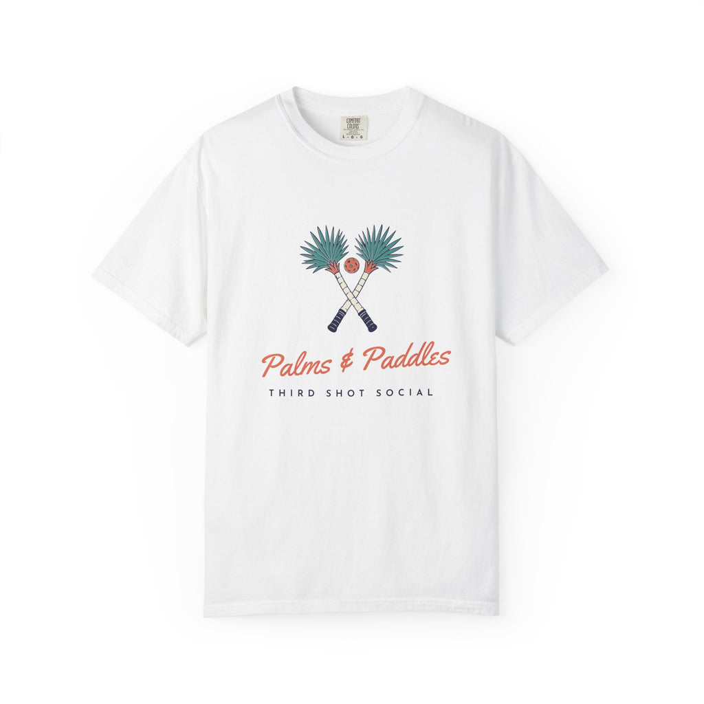 Palms & Paddles Tee in White, front view