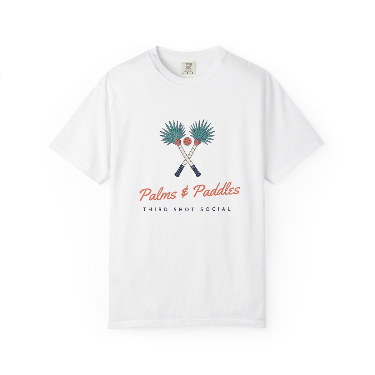 Palms & Paddles Tee in White, front view