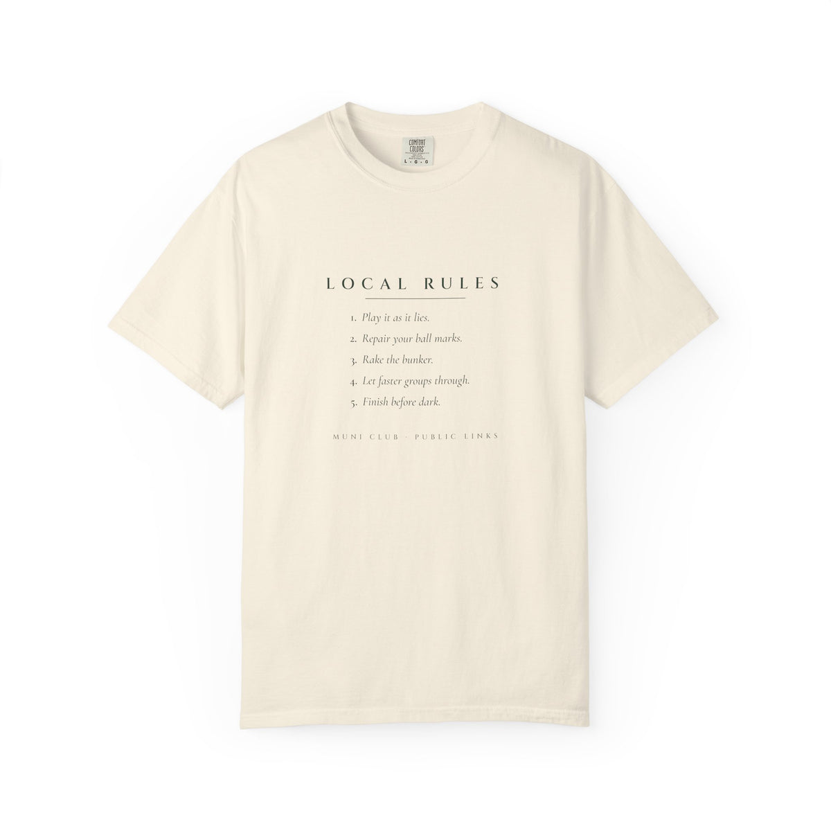 Local Rules Tee in Ivory, front view