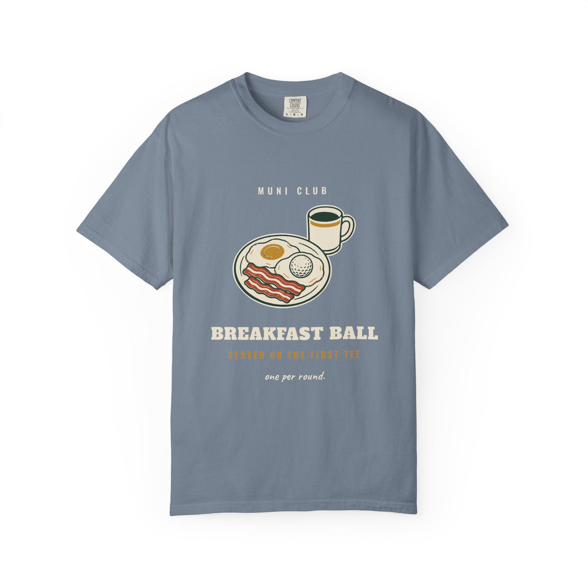Breakfast Ball Tee in Blue Jean, front view