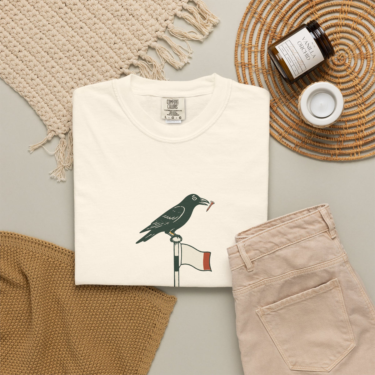 Early Birdie Tee in Ivory, flat lay