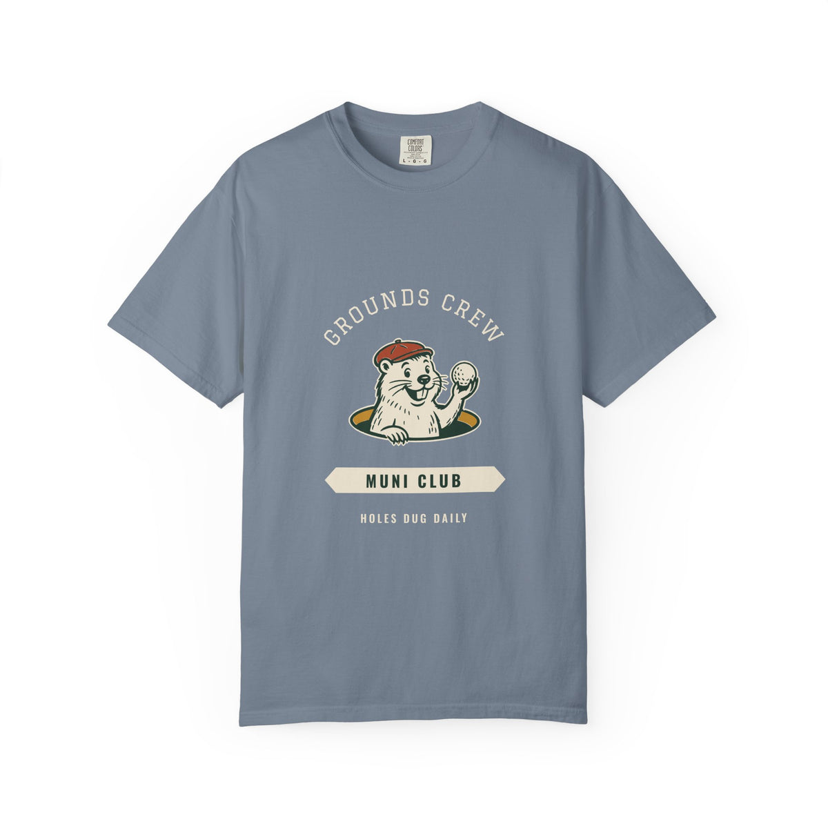 Grounds Crew Tee in Blue Jean, front view