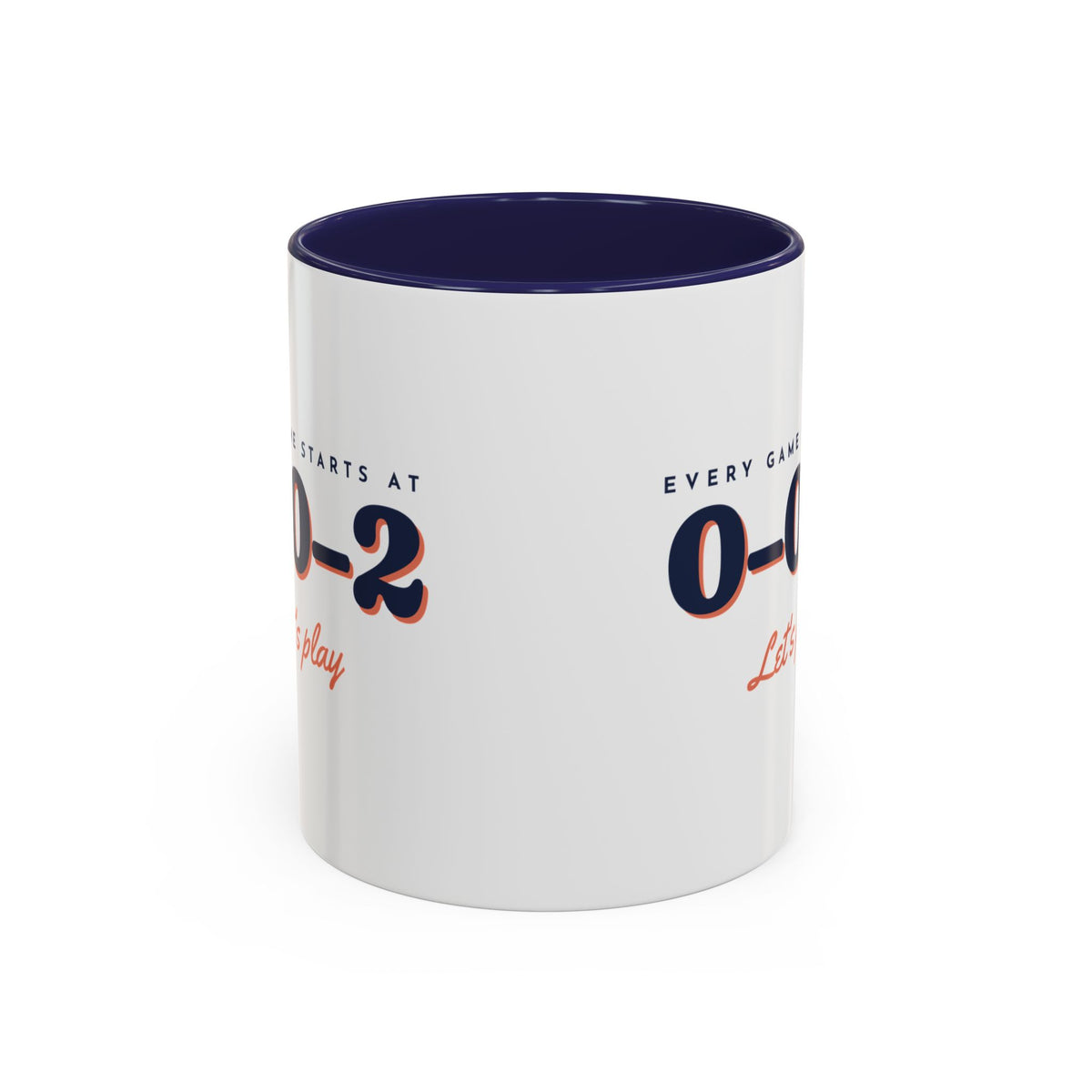 0–0–2 Mug in Navy, corner view