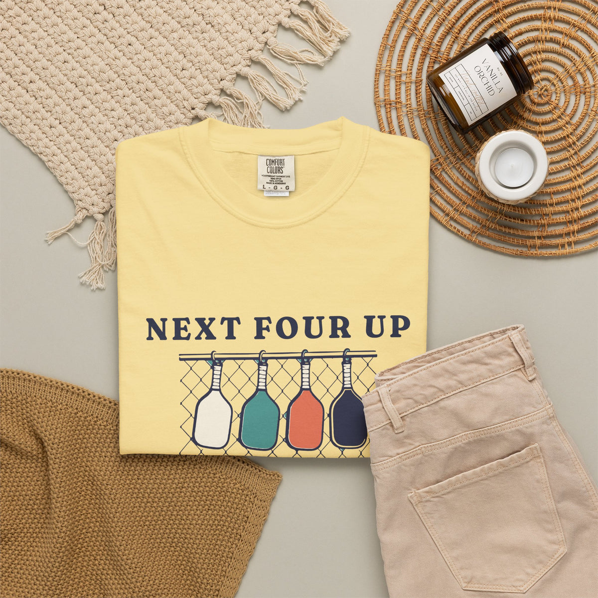 Next Four Up Tee in Butter, flat lay