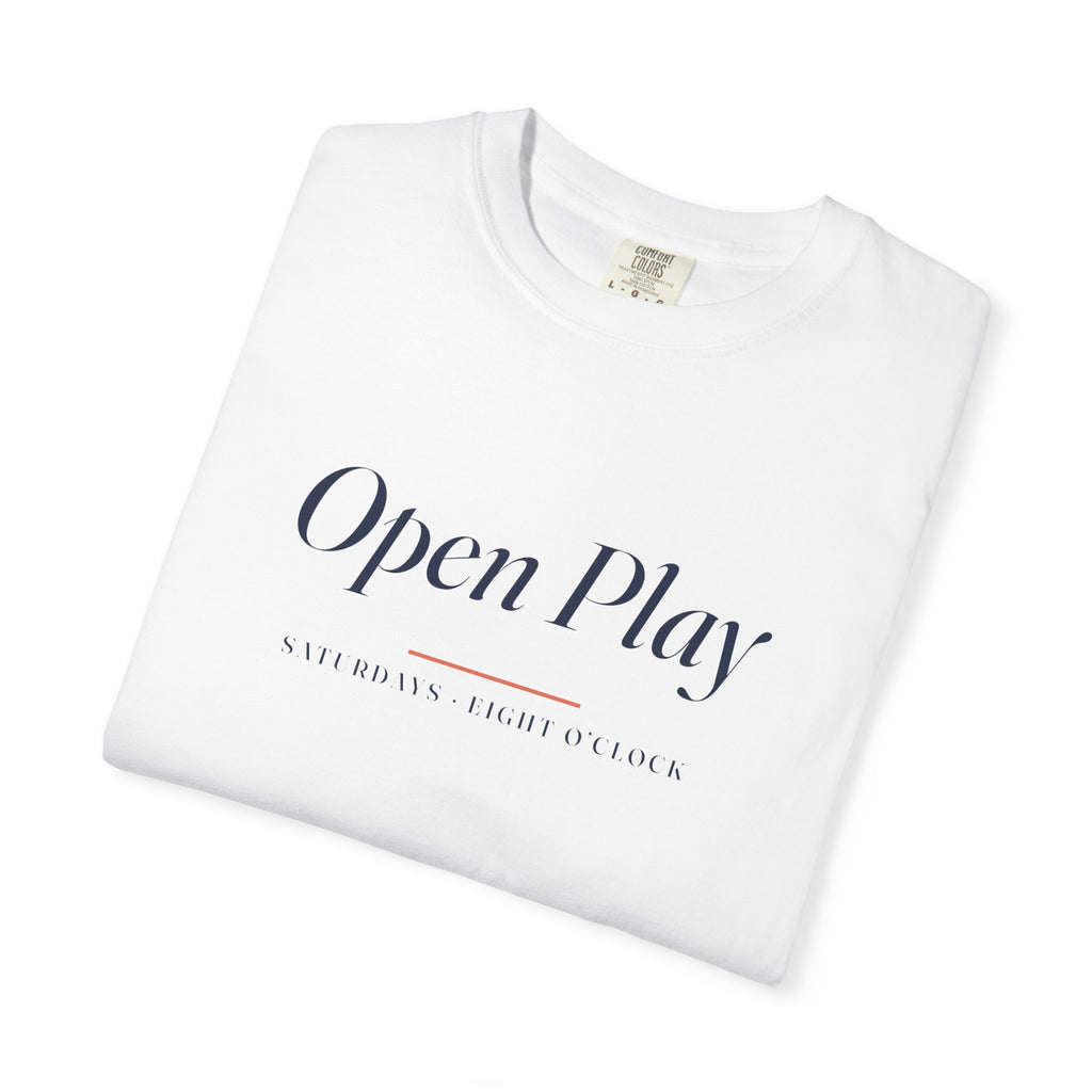 Open Play Italic Tee in White, folded