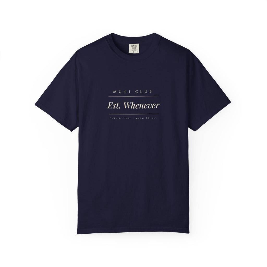 Est. Whenever Tee in True Navy, front view
