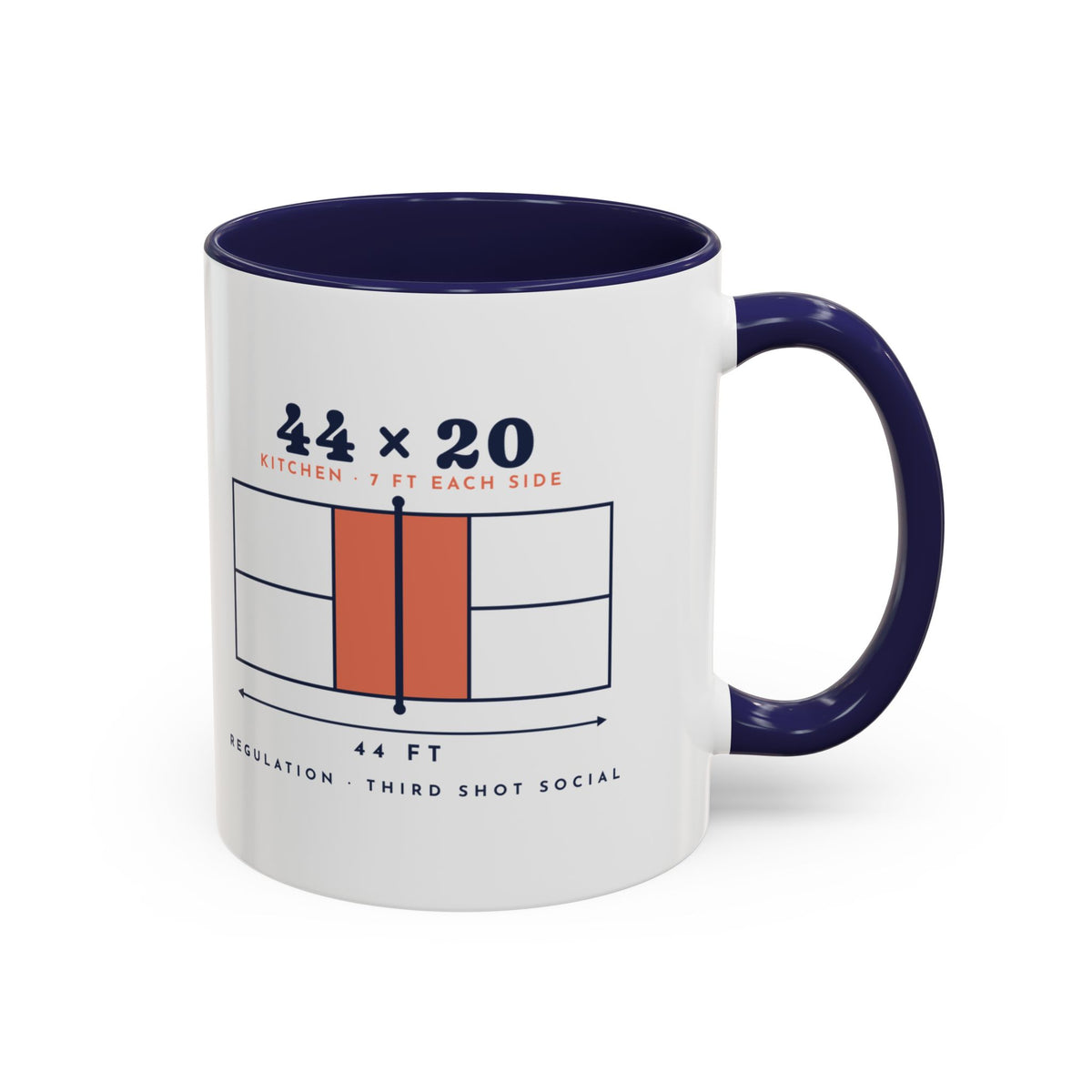 44 × 20 Mug in Navy, design, handle right