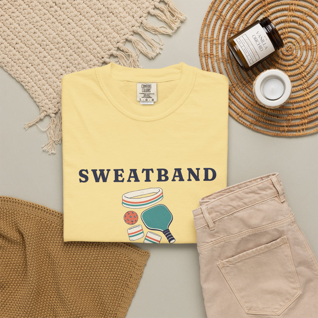 Sweatband Season Tee in Butter, flat lay