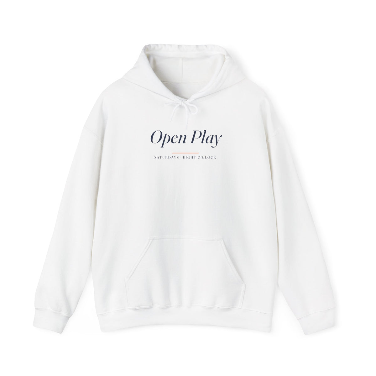 Open Play Italic Hoodie in White, front view
