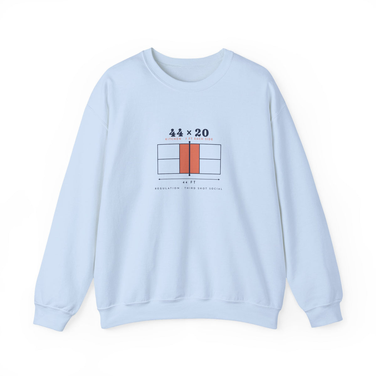 44 × 20 Crewneck in Light Blue, front view