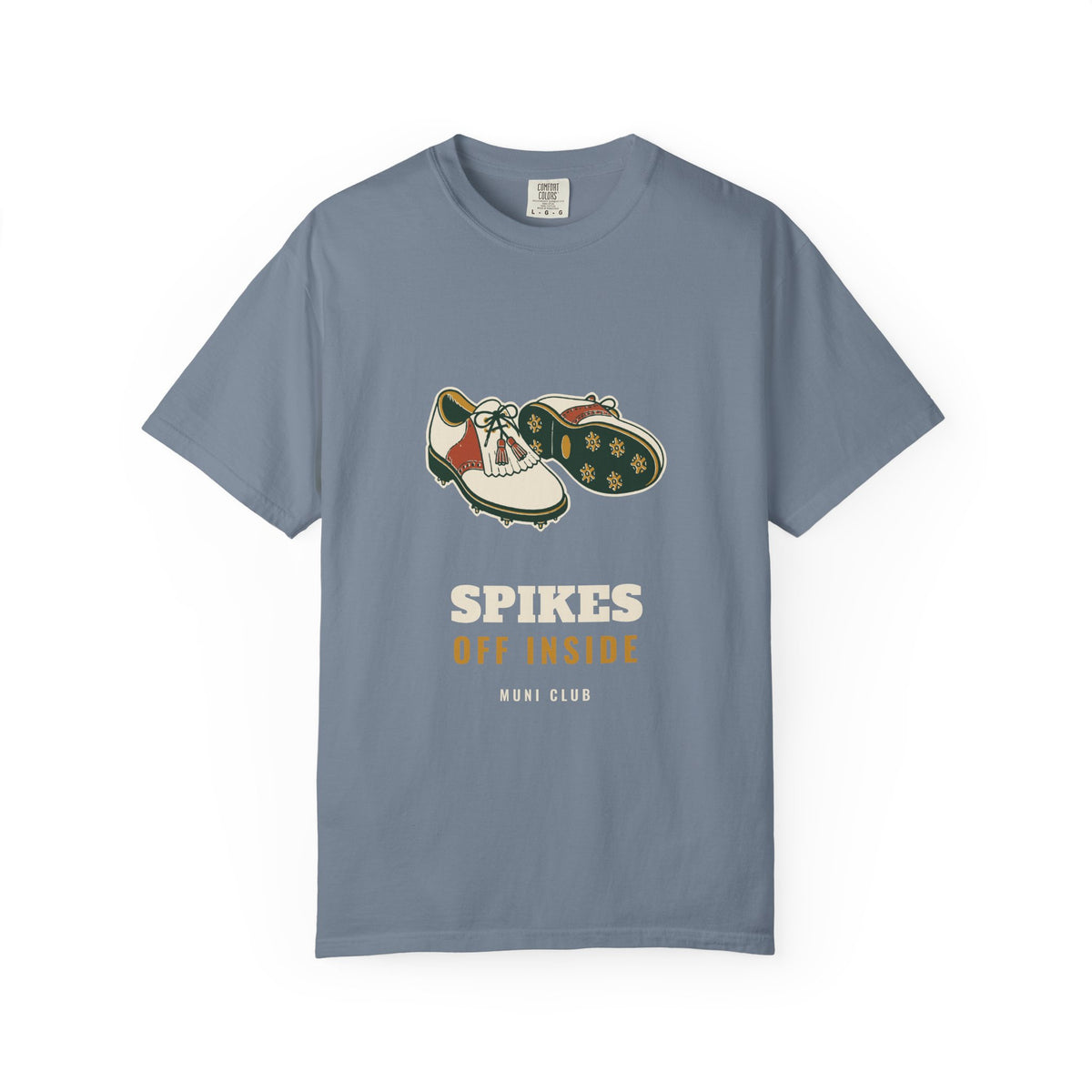 Spikes Off Inside Tee in Blue Jean, front view