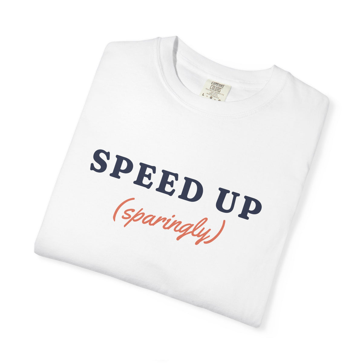Speed Up Tee in White, folded