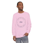 Club Seal Long Sleeve Tee in Blossom, on model