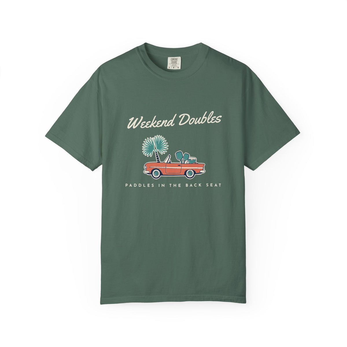 Weekend Doubles Tee in Blue Spruce, front view
