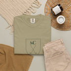 Club Crest Tee in Khaki, fabric and print detail
