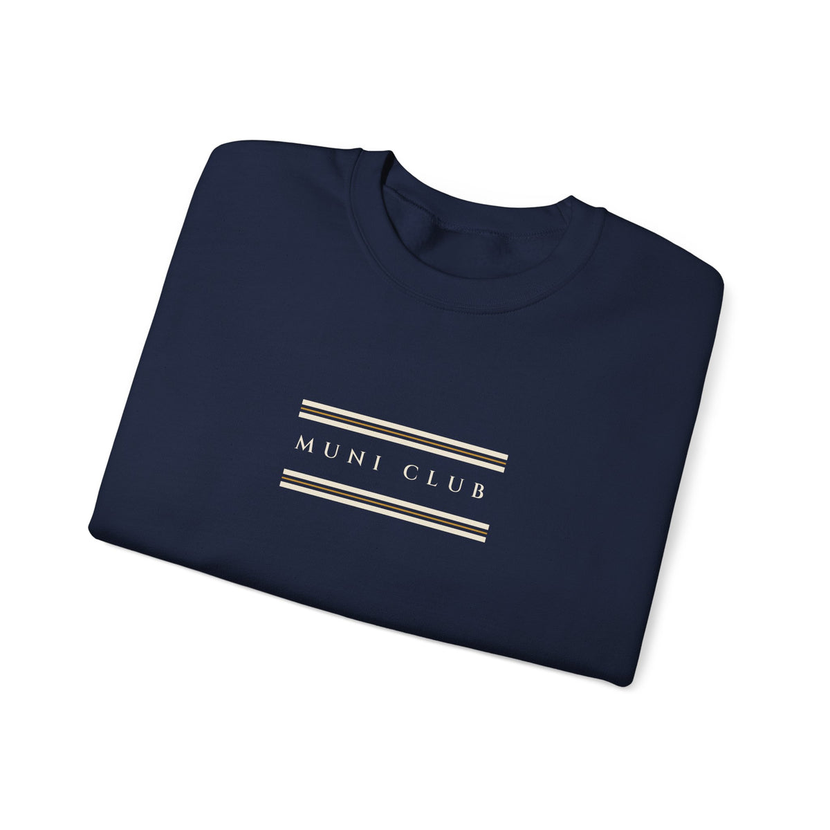 Club Stripe Crewneck in Navy, folded