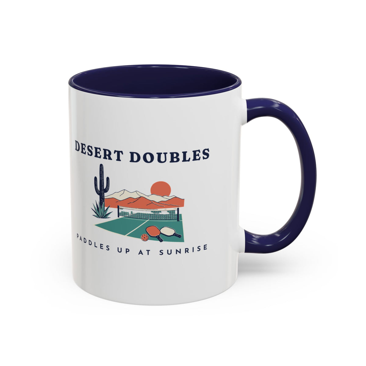 Desert Doubles Mug in Navy, design, handle right