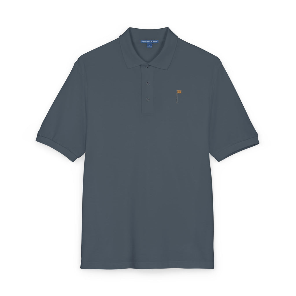 Flagstick Polo in Steel Grey, embroidery close-up