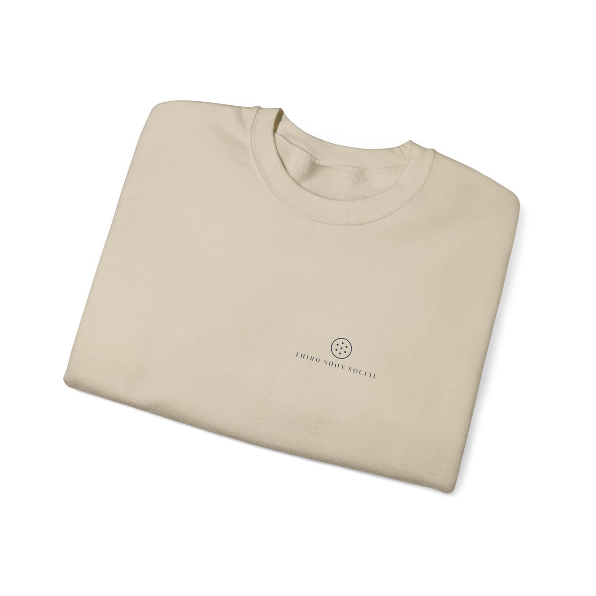 Ball Mark Crewneck in Sand, folded