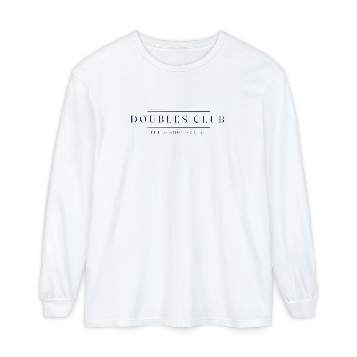Doubles Club Long Sleeve Tee in White, front view