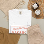 Vacancy Tee in White, flat lay