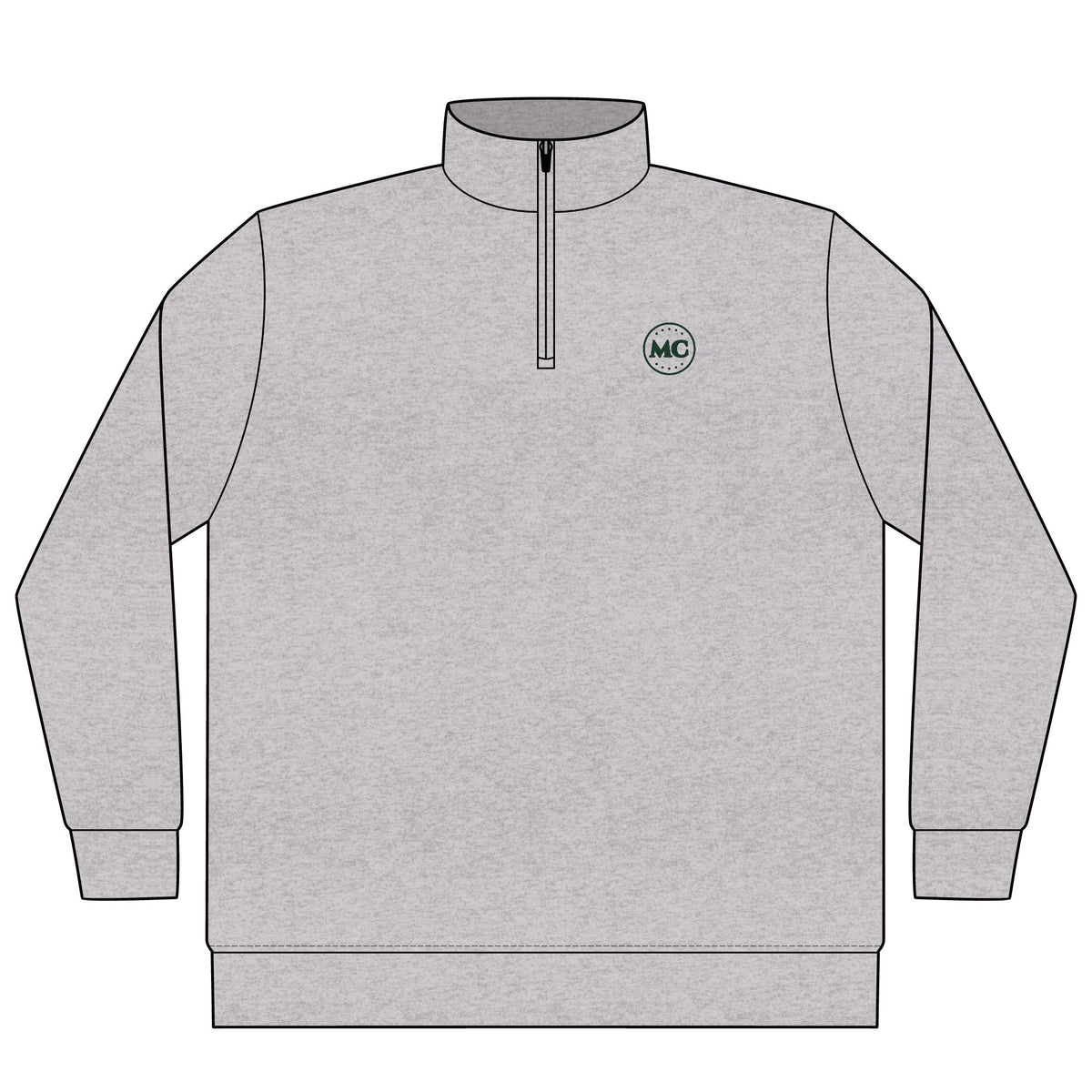 MC Ball Quarter-Zip in Grey Heather, front view