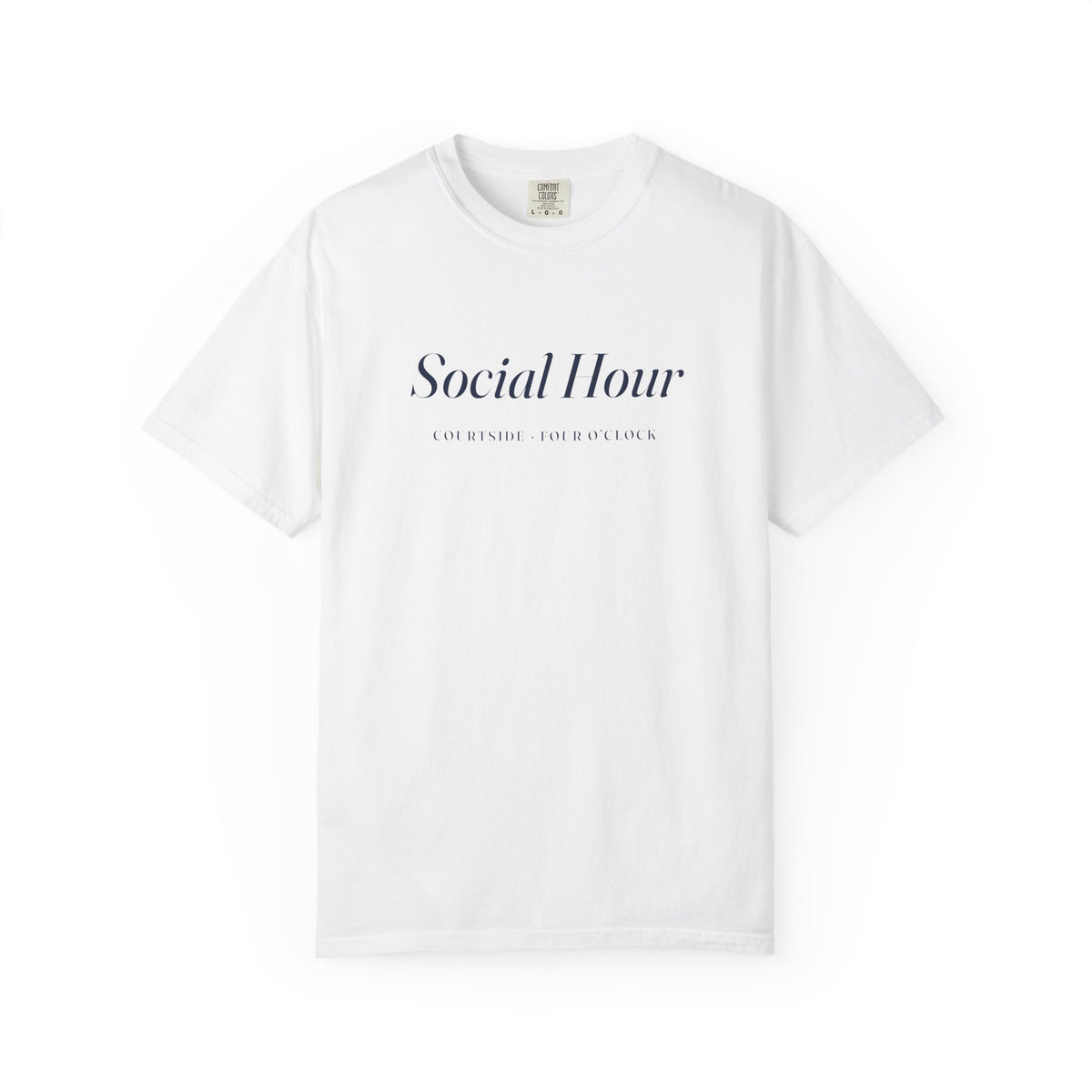 Social Hour Tee in White, front view