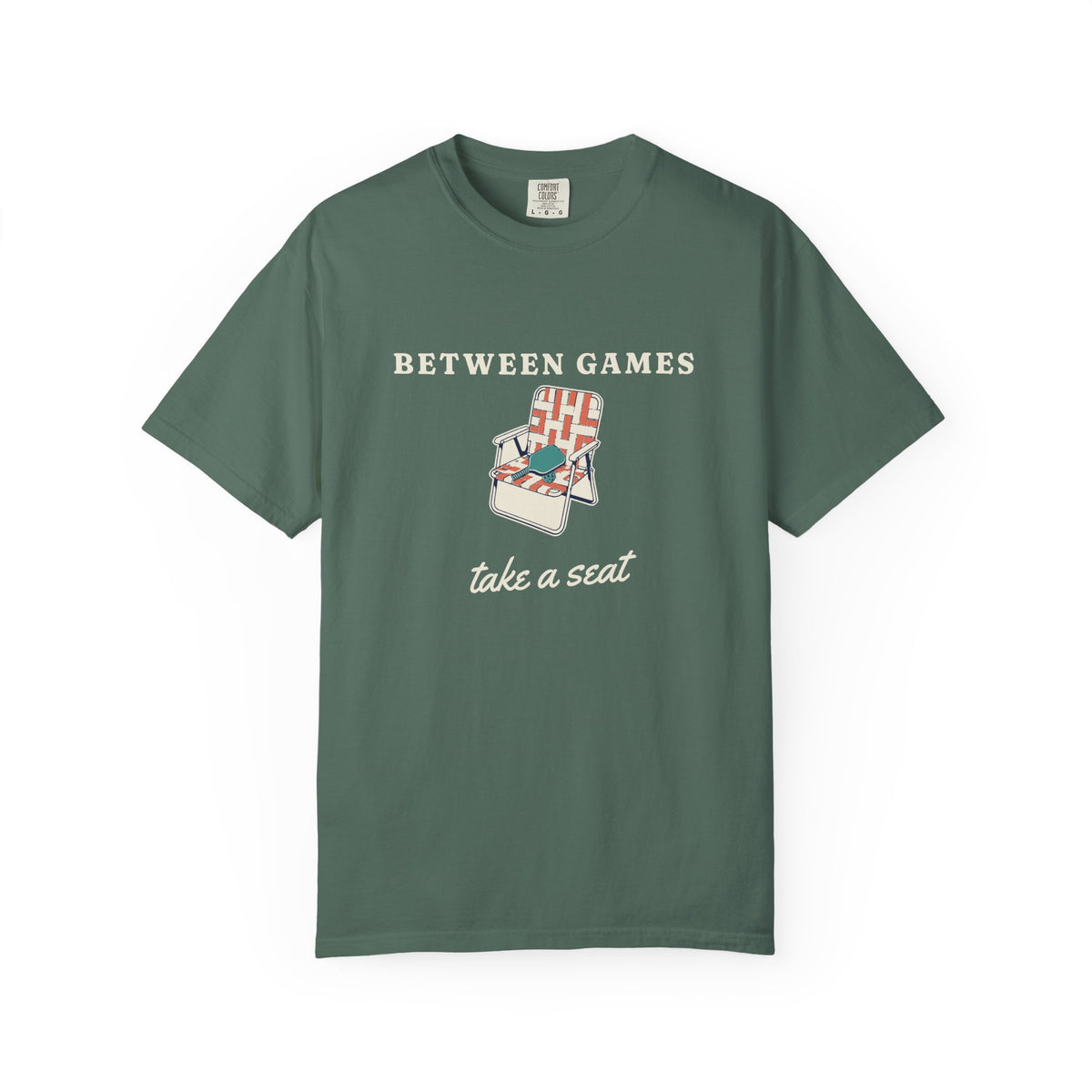 Between Games Tee in Blue Spruce, front view