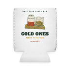 Cold Ones Can Cooler in White, back view