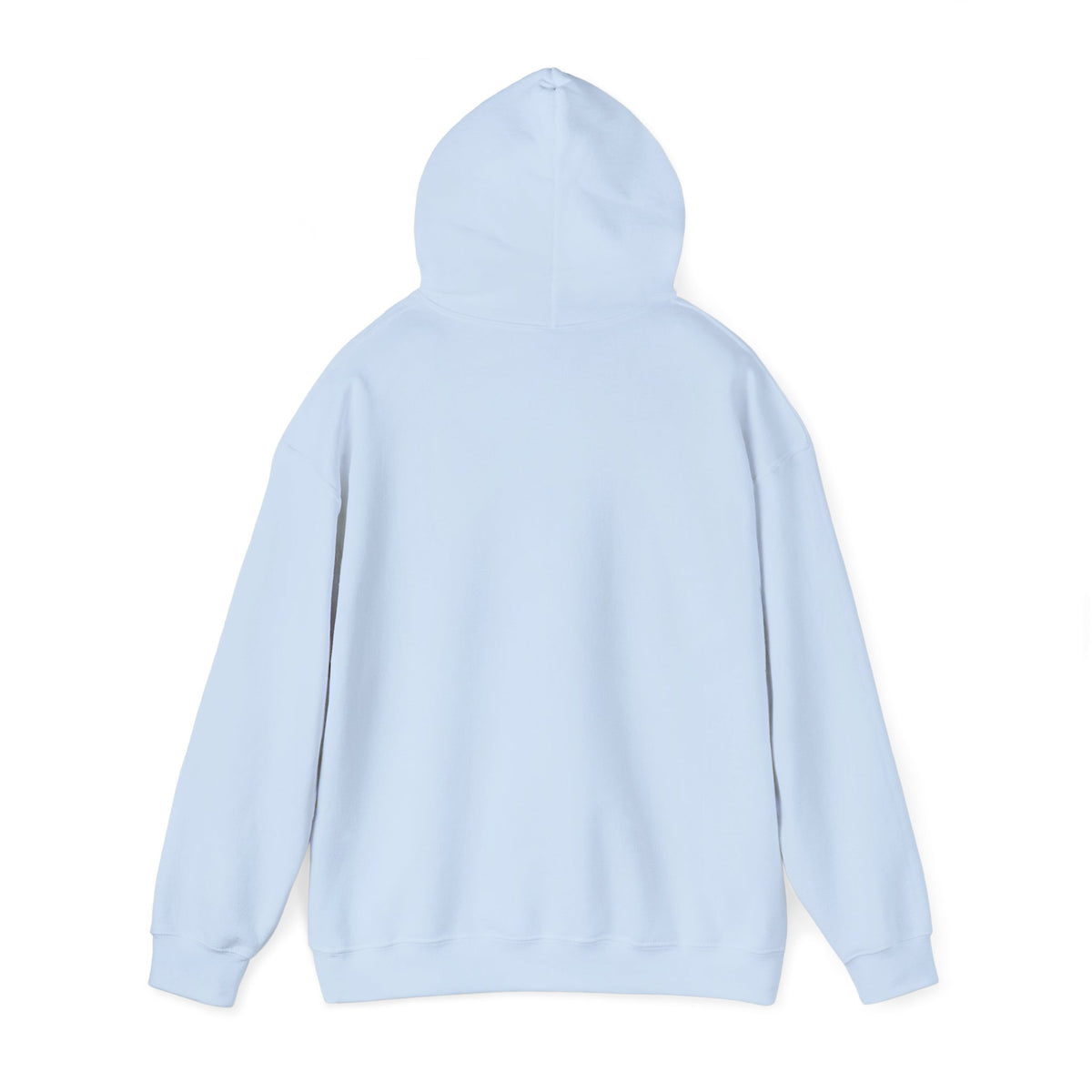 Monogram Shield Hoodie in Light Blue, back view, second angle