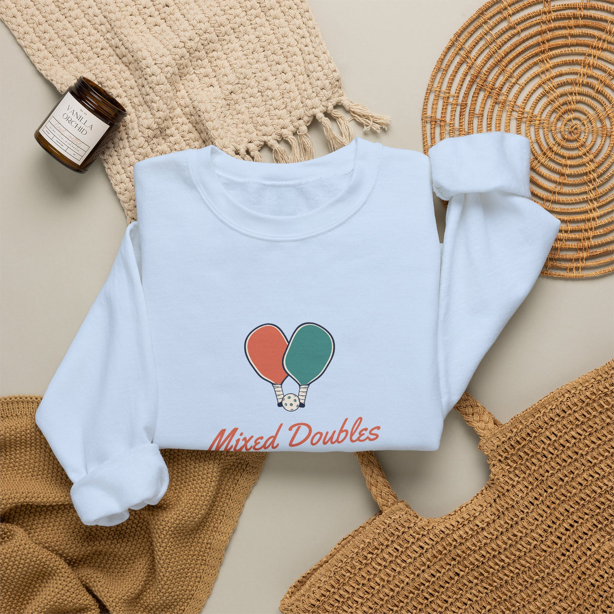 Mixed Doubles Crewneck in Light Blue, flat lay