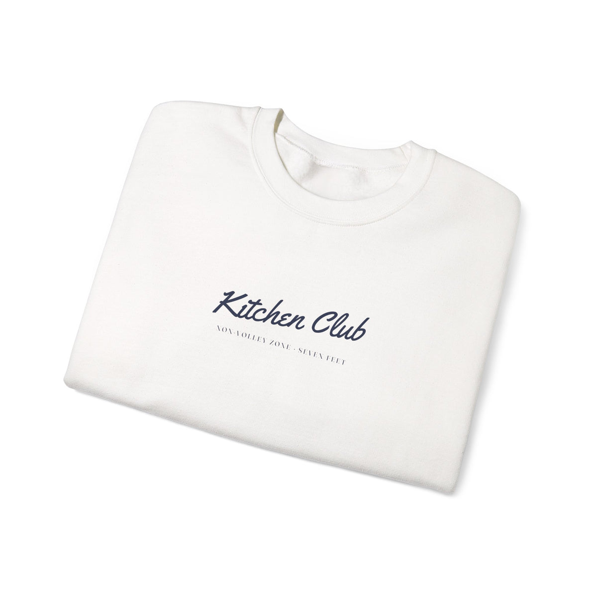 Kitchen Club Script Crewneck in White, folded