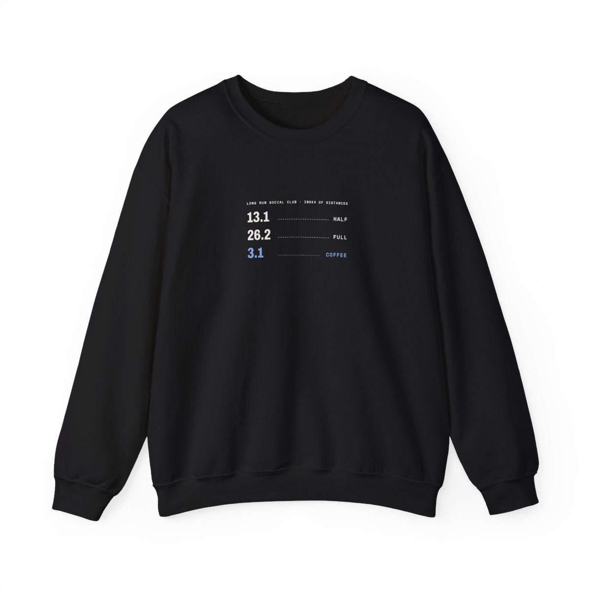 13.1 · 26.2 Crewneck in Black, front view