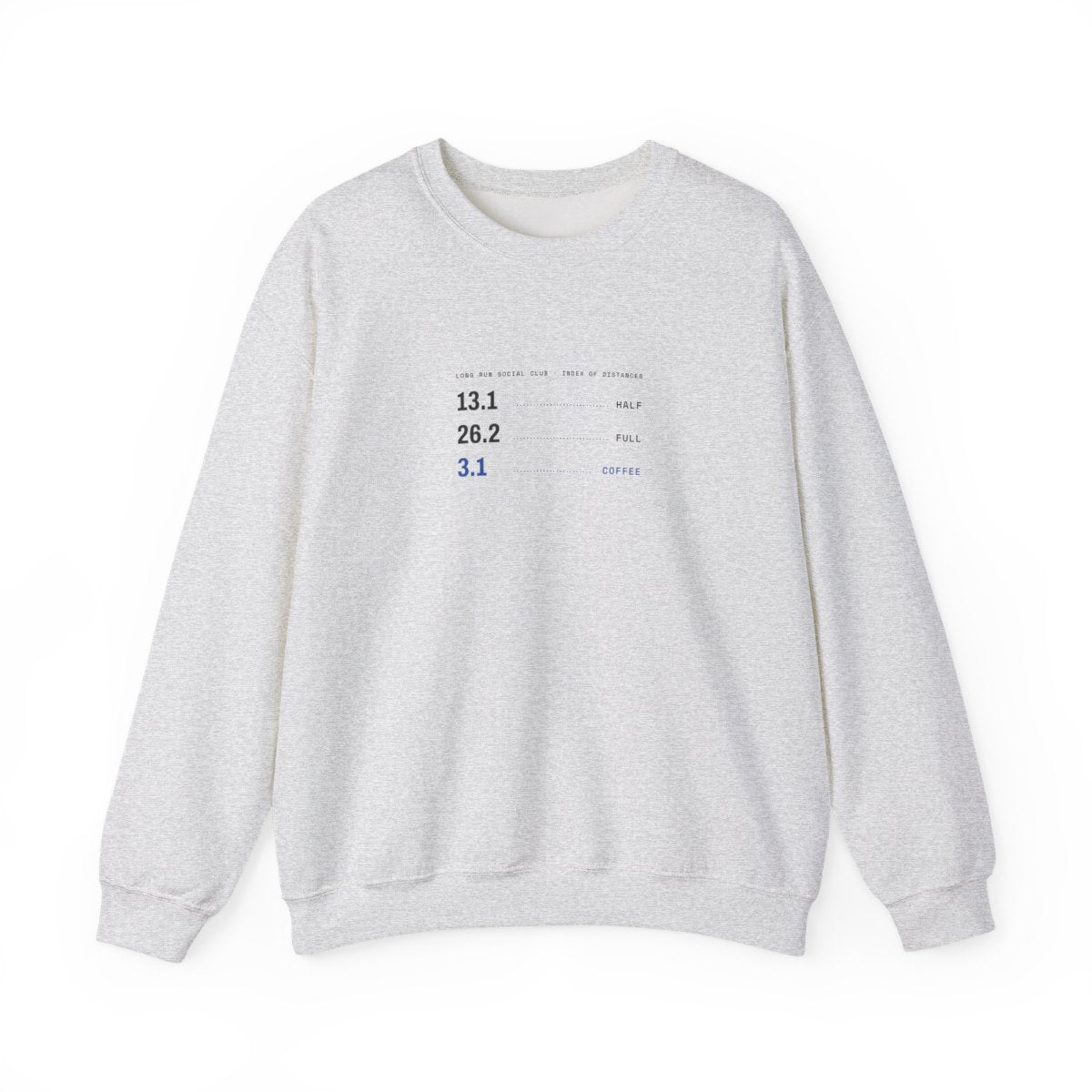 13.1 · 26.2 Crewneck in Ash, front view