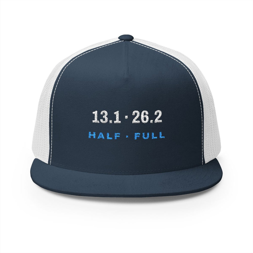 13.1 · 26.2 Trucker Cap in Navy/White, front view